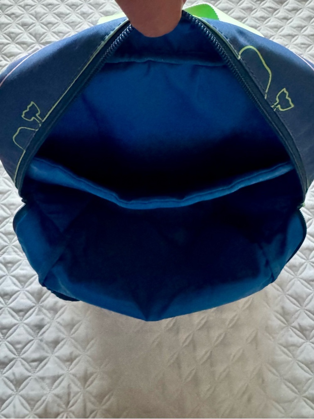 Vineyard Vines Kids School Daycare Backpack Bookbag Neon Green Whale Blue Lines - Picture 7 of 15